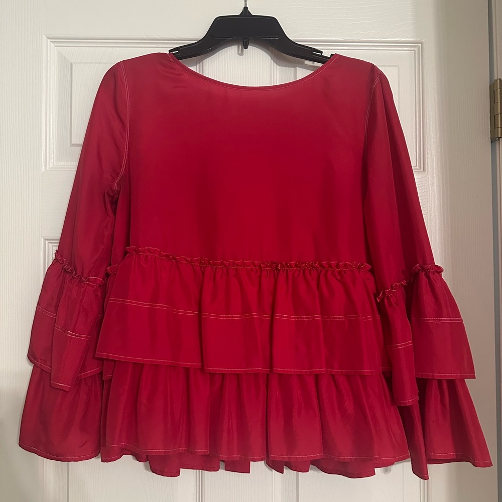 Club Monaco Vibrant Red Layered Blouse